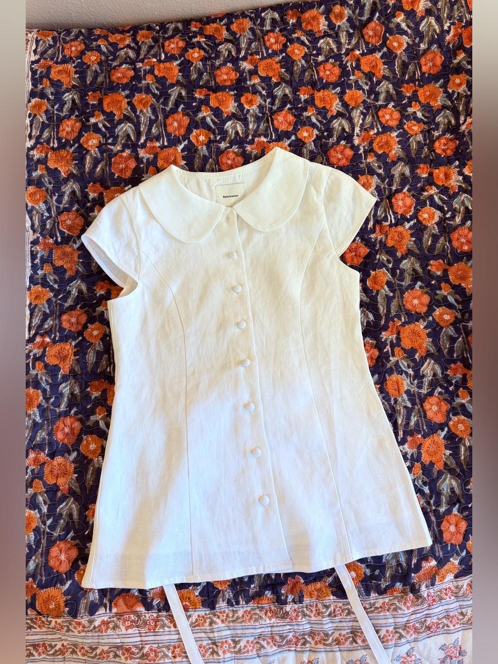 Reformation Molly Linen Shirt In White, BRAND NEW WITHOUT TAGS, NEVER WORN. - Picture 10 of 14